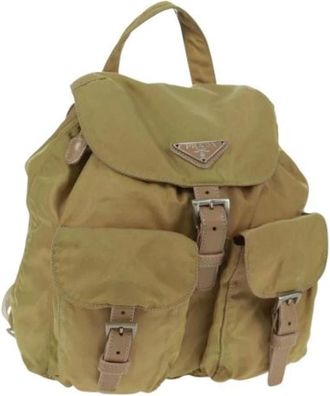 Prada Pre-owned Backpacks, female, Beige, Size: ONE SIZE Pre-owned Nylon Backpack