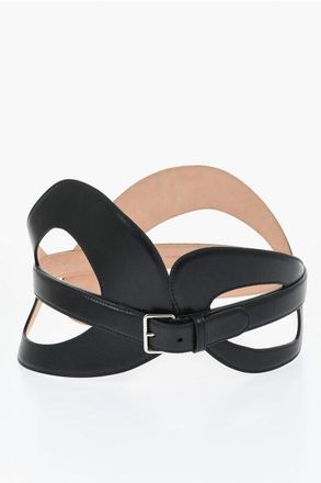 Alexander McQueen Leather Maxi Belt with Cut Out Details 190mm size 85