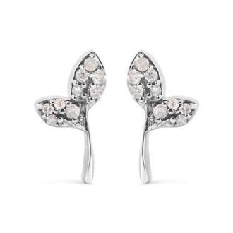 House of Brilliance 925 Sterling Silver 1/16ct TDW Diamond Leaf Earrings at Nordstrom
