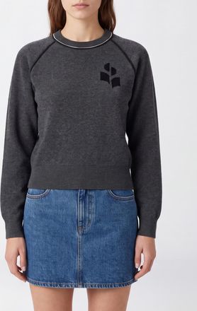Isabel Marant Maglia girocollo in lana e cotone con logo a contrasto