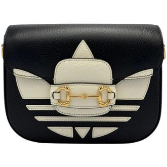 Gucci Tassen, Dames, Zwart, ONE Size, Leer, Horsebit 1955 Schoudertas