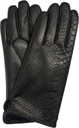 MARCUS ADLER Snakeskin Embossed Leather Gloves in Black at Nordstrom Rack, Size X-Large