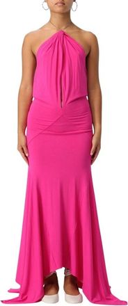 The Attico Fuchsia Jersey Halter Jurk - Dames - Avondkleed - Roze - XS - Leer - Kleedjes