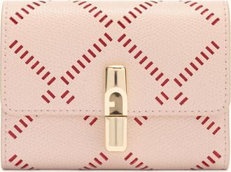 Furla Iride Compact Wallet S Dusty Pink+m1 Red Int. Pink Perforated Ares Textured Leather Woman