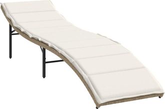 vidaXL Tumbona Con Coj&iacute;n Rat&aacute;n Sint&eacute;tico Beige 55x199x50 Cm Vidaxl