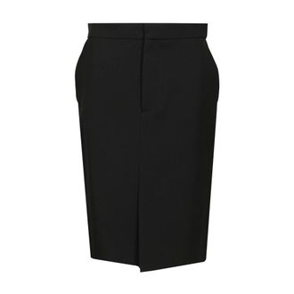 Bottega Veneta Wool Midi Skirt - female - Bottega Veneta - Pencil Skirts - Black - M - Skirts