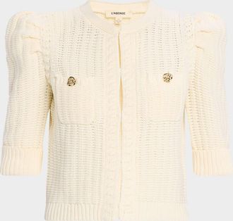 L'agence Delilah Cropped Textured Cardigan