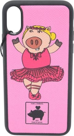 Dolce & Gabbana Phone Accessories, female, Pink, Size: ONE SIZE Women iPhone Cover Ballerina Print