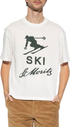 Bally Mens Ski St Mortiz Logo Graphic T-Shirt In Bone