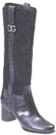 Dolce & Gabbana Suede Riding Boot - Dames - Hoge Laarzen - Zwart - 40 EU - Katoen - Schoenen