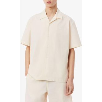 Lacoste Cotton Blend Seersucker Sport Shirt in Flour/Naturel Clair at Nordstrom, Size 42