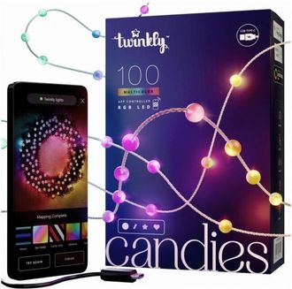 Twinkly Twinkly Strings Pearls - 100 Luces Led En Forma De Perla, Luces Led Rgb Multicolor, Compatible Con Alexa, Google Home, Luces De Juegos, Alimentaci&oacute;n U