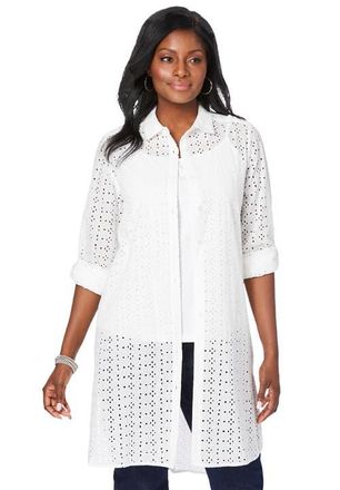 Jessica London Eyelet Mega Tunic in White at Nordstrom, Size 28