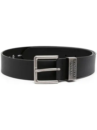 A|X Armani Exchange logo-embossed leather belt - men - Leather - 80 - Black