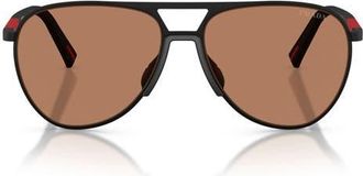 Prada 59mm Pilot Sunglasses in Black Rubbered /Brown at Nordstrom