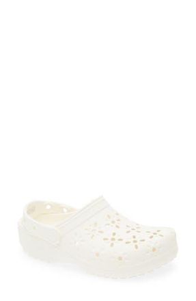 Crocs Classic Floral Cutout Clog in Chalk at Nordstrom Rack, Size 10 Womens / 8 Mens