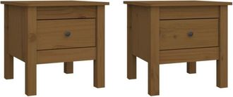 vidaXL Vidaxl - Tavolini 2 pz Ambrati 40x40x39 cm Legno Massello di Pino