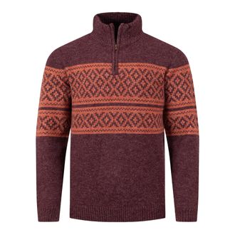 Weird Fish Heren Kilnworth Fair Isle Kwart Rits Sweatshirt (Bordeaux)