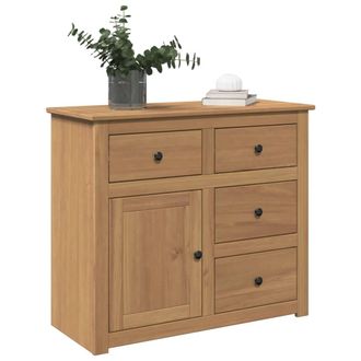 Berkfield Home Sideboard with Drawers Panama 93x40x80 cm Solid Wood Pine in Brown | Size: 93 x 40 x 80 cm