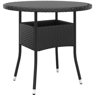 vidaXL Tavolo da Giardino &Oslash;80x75 cm Vetro Temperato e Polyrattan Nero - Vidaxl