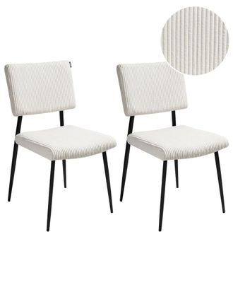 Beliani Conjunto de 2 sillas de comedor Pana Blanco crema