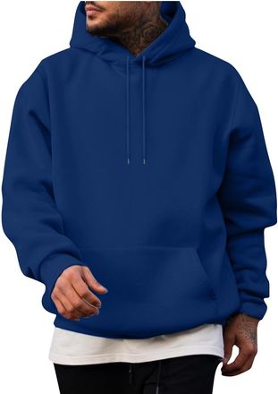 Generic Hoodies for Men UK Oversized Gym Hoodie Long Sleeve Hooded Sweatshirts with Pocket Plain Colour Classic Jumpers Drop Shoulder Casual Pullover Fashion 