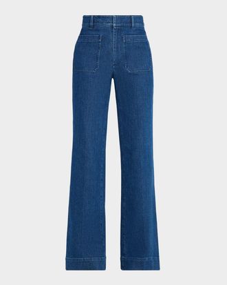 Tanya Taylor Nicole Mid-Rise Denim Bootcut Pants