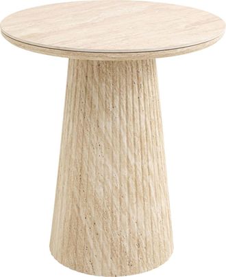 Kare Design Mesa auxiliar de cer&aacute;mica y MDF beige &oslash;50 cm