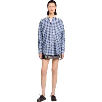 Sandro Rhinestone checkered shirt in Blue at Nordstrom, Size X-Large