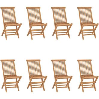 vidaXL Sillas De Jard&iacute;n Plegables 8 Unidades Madera Maciza De Teca Vidaxl