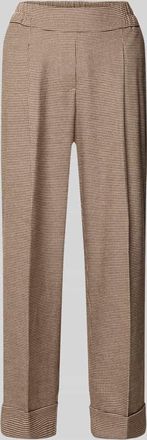 OPUS Hose mit Umschlag und Bügelfalten Modell Maikito pepita in Mittelbraun, Größe 34