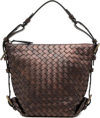 Bottega Veneta Pre-owned Bottega Veneta Metallic Nappa Intrecciato Belted Loop Handbag Ladies DZKOAMNWMNNWTOLS