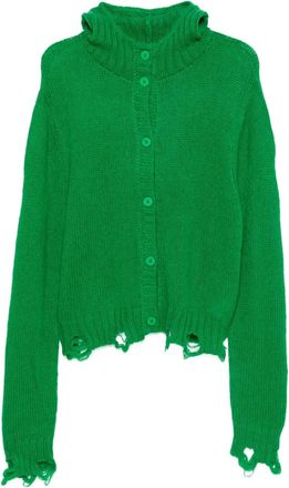 Charles Jeffrey Loverboy Rabbit Balaclava cardigan met knopen - Groen