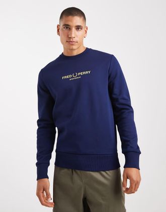 Fred Perry Sportswear - Felpa blu navy francese con grafica