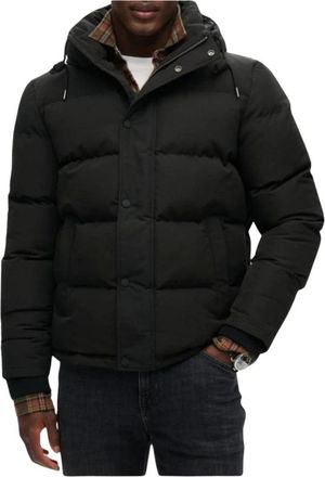 Superdry Jassen, Heren, Zwart, M, Polyester, Zwarte Hoodie met Ritssluiting