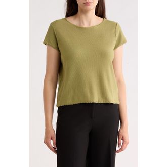 Adrianna Papell Boat Neck Cap Sleeve Seed Stitch Sweater in Green Oasis at Nordstrom Rack, Size X-Large