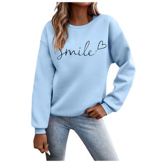 Generic jumpers for women uk Fall Long Sleeve Shirts Ladies 2025 Crew Neck Fashion Hoodies Casual Long Sweatshirt Tops Sweaters Winter Casual Outwear Pullover