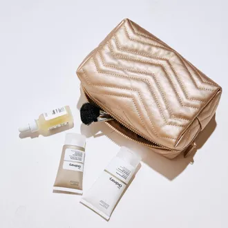 Urban Expression Chic Stitch Cosmetic & Travel Organizer Pouch in Gold at Nordstrom
