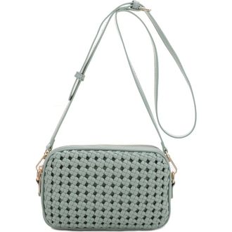 Mali + Lili Ava Woven Vegan Leather Crossbody Bag in Sage at Nordstrom Rack