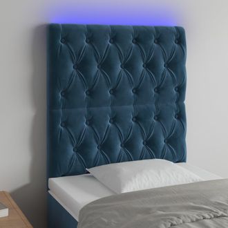 vidaXL Cabecero Con Luces Led Terciopelo Azul Oscuro 80x7x118/128 Cm Vidaxl