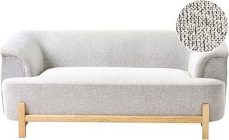 Beliani Sof&aacute; De 2 Plazas Con Tapizado De Poli&eacute;ster Y Patas De Madera Sala De Estar Estilo Moderno Gris Claro Alnor