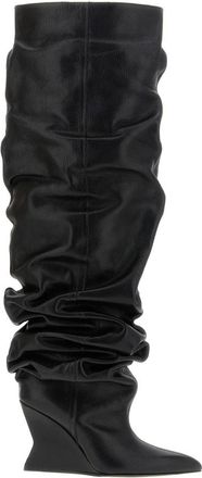 Balmain Hammered Leather Cuissardes - Dames - Over de knie laarzen - Zwart - 40 EU - Leer - Schoenen