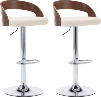 vidaXL Sgabelli Da Bar 2 Pz Crema In Similpelle E Legno Curvato - Vidaxl