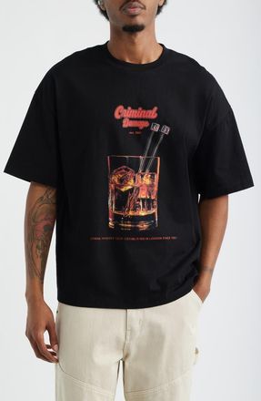 Criminal Damage Whiskey Hour Graphic T-Shirt in Black/Orange at Nordstrom, Size Xx-Large