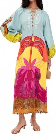 Farm Rio Richelieu Midi Dress In Usiacuri Multicolor