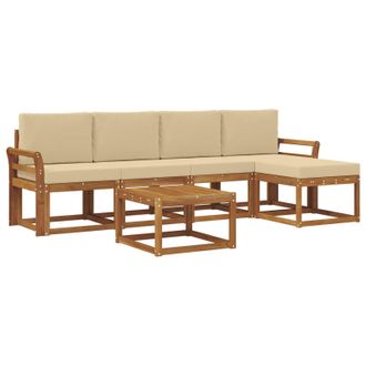 vidaXL Conjunto De Sof&aacute;s De Exterior Con Coj&iacute;n 6 Pcs Natural Y Beige Vidaxl
