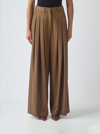 Meimeij Pantaloni palazzo a vita alta in cr&ecirc;pe tecnico con pinces