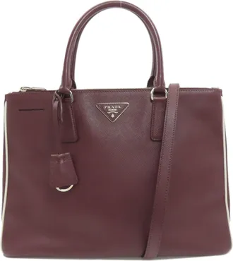 Prada Bordeaux Leather Tote Bag (Pre-Owned)