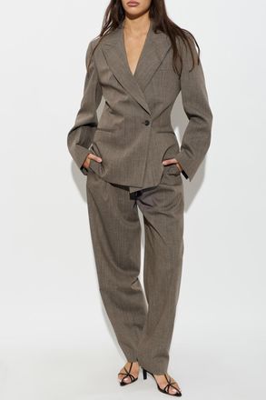 R&oacute;he Wool Pleated Trousers, Womens, Grey