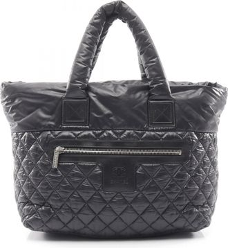 Chanel Black Nylon Leather Tote Bag (Pre-Owned)